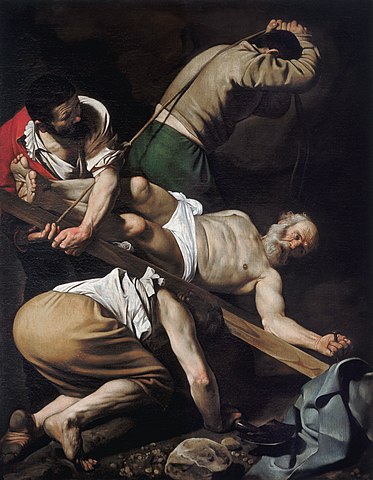 『聖ペテロの磔刑』　1600年　カラヴァッジォ　サンタ・マリア・デル・ポポロ教会