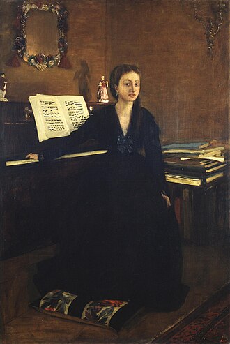 Madame Camus at the Piano, Edgar Degas, 1869, Madame Camus au piano, Oil on canvas, 139 x 94 cm, Given by the heirs of Emil Bührle to the Foundation E.G. Bührle Collection Zurich • 1960 Inv. 32, 《ピアノの前のカミュ夫人》　1869年　エドガー・ドガ　ビュールレ・コレクション蔵