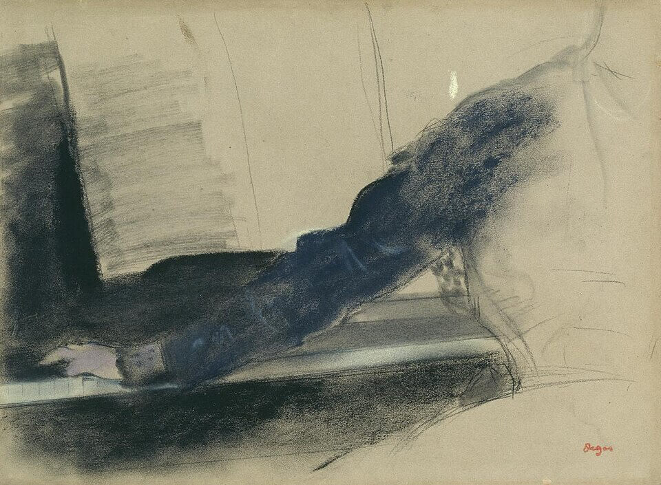 Study for «Madame Camus at the Piano», Edgar Degas, 1869, Au piano, étude de bras ("Madame Camus au piano"), Pastel on paper, 32,1 x 43,6 cm, Given by the heirs of Emil Bührle to the Foundation E.G. Bührle Collection Zurich • 1960 Inv. 30, 《ピアノの前のカミュ夫人》のための習作（右手）　1869年　エドガー・ドガ　ビュールレ・コレクション蔵