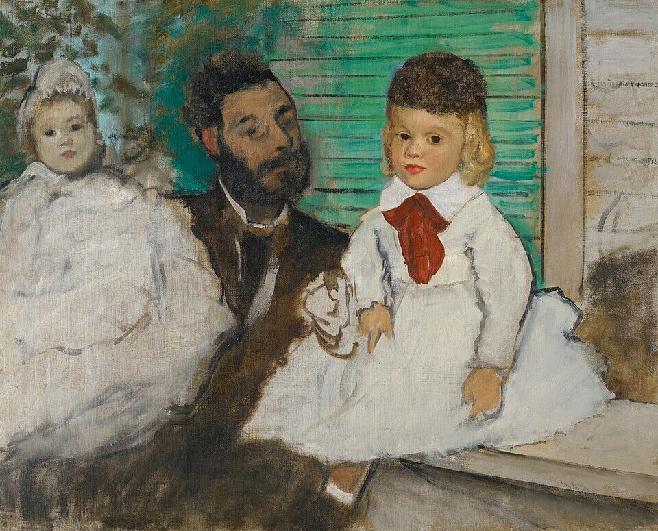 Ludovic Lepic and His Daughters, Edgar Degas, ca. 1871, Ludovic Lepic et ses filles, Oil on canvas, 65 x 81 cm, Given by the heirs of Emil Bührle to the Foundation E.G. Bührle Collection Zurich • 1960 Inv. 36., 《ルピック伯爵とその娘たち》　1871年頃　エドガー・ドガ　ビュールレ・コレクション蔵