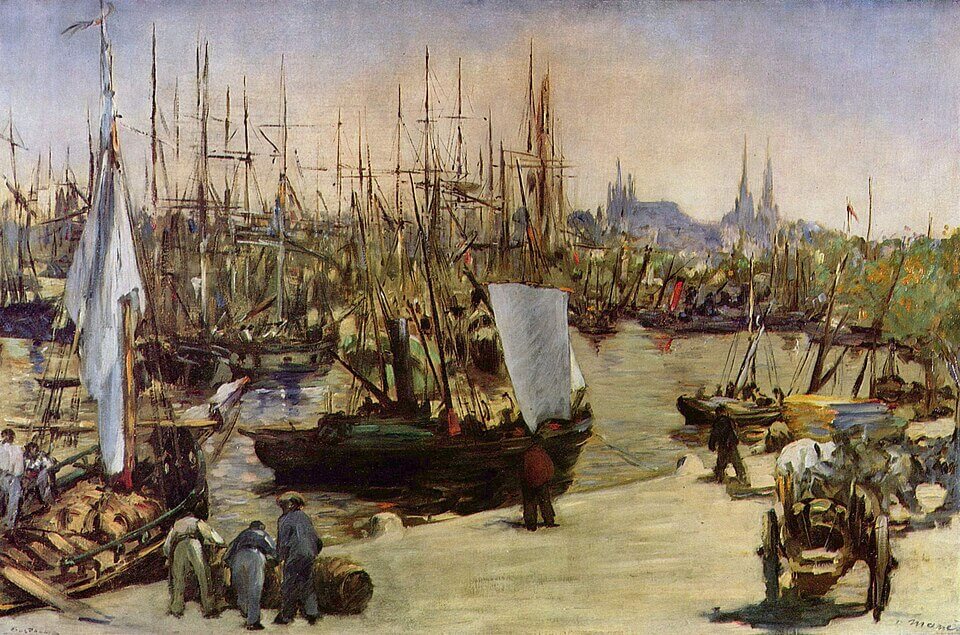 The Port of Bordeaux, Edouard Manet, 1871, Oil on canvas, 66 x 99.5 cm, Private collection, 《ボルドー港》　1871年　エドゥアール・マネ　個人蔵