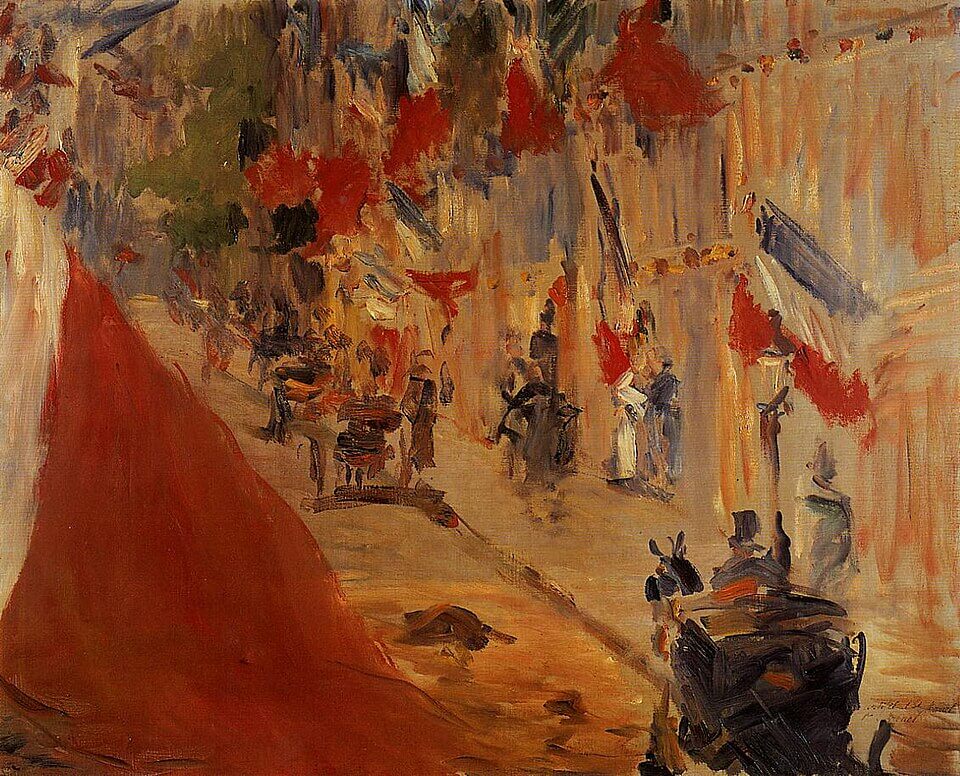 The Rue Mosnier with Flags, Edouard Manet, 1878, Oil on canvas, 65 x 81 cm, Private Collection, 《旗飾りのモニエ通り》　1878年　エドゥアール・マネ　個人蔵
