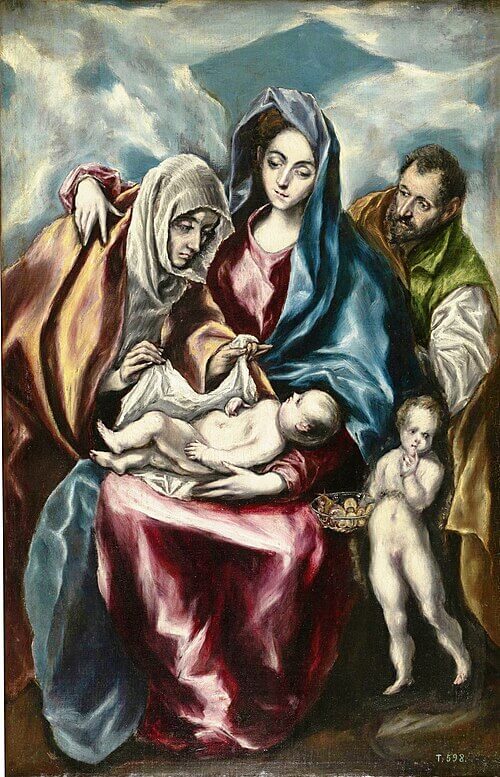 La Sagrada Familia, santa Ana y san Juanito, El Greco, Hacia 1600. Óleo sobre lienzo, 108,5 x 70 cm, Número de catálogo P000826, Museo Nacional del Prado, 《聖アンナと聖ヨハネのいる聖家族》 1600年頃 エル・グレコ プラド美術館蔵