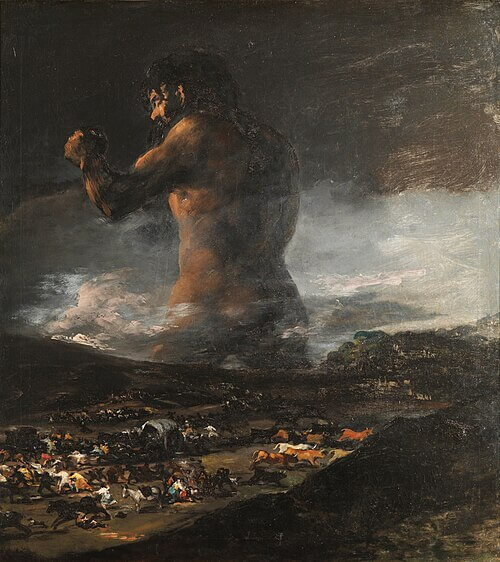 El coloso, Atribuido a Francisco de Goya y Lucientes, Después de 1808. Óleo sobre lienzo, 116 x 105 cm, Número de catálogo P002785, Museo Nacional del Prado, 『巨人』 1808年以降 フランシスコ・デ・ゴヤに帰属 プラド美術館蔵