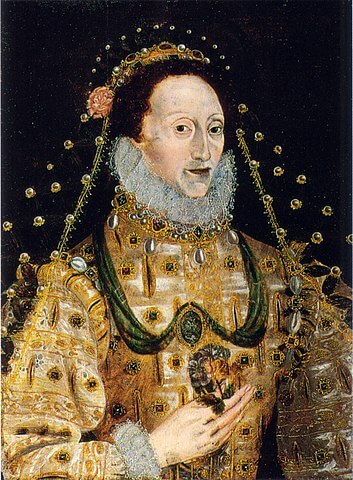 エリザベス1世　1570年頃　画家不明　ナショナル・ポートレート・ギャラリー蔵