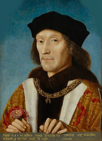 イングランド王ヘンリー7世（ Henry VII, 1457年1月28日 - 1509年4月21日）　1505年　ネーデルラントの画家、作者不詳　ナショナル・ポートレート・ギャラリー蔵