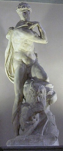 The Genius of Victory / il Genio della Vittoria, 1532-1534, Marmo, 261 cm, Michelangelo Buonarroti, Palazzo Vecchio, Firenze, 『勝利』　1532 - 1534年　261 cm　ミケランジェロ・ブオナローティ　ヴェッキオ宮殿