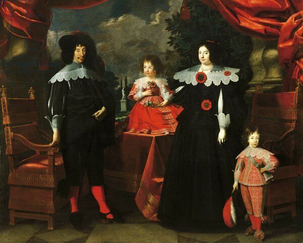 『モデナ公フランチェスコ1世・デステと妻マリア・ファルネーゼ、夫妻の子どもたち』　1625年－1681年頃　ユストゥス・サステルマンス画　エステンセ・ギャラリー蔵