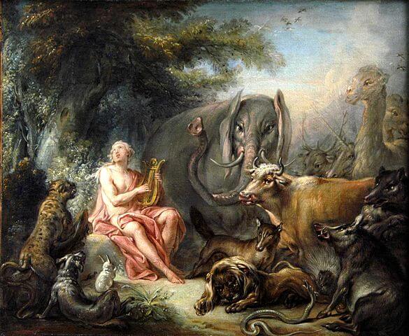 『動物たちを魅了するオルフェウス』　1740年　フランソワ・ブーシェ　ロジェ・キリオ美術館蔵