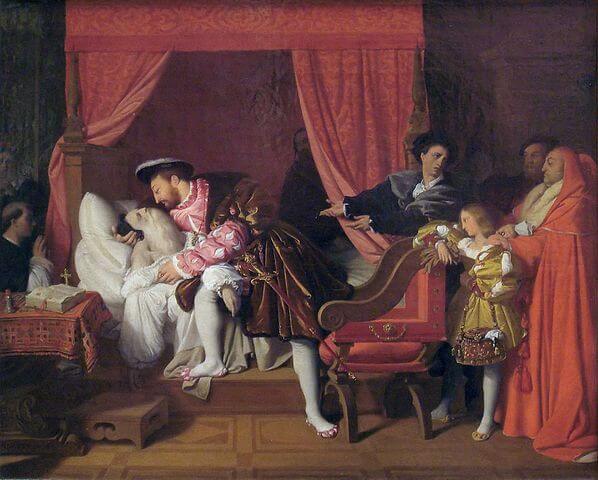 『レオナルド・ダ・ヴィンチの死』　ドミニク・アングル　1818年　プティ・パレ美術館蔵