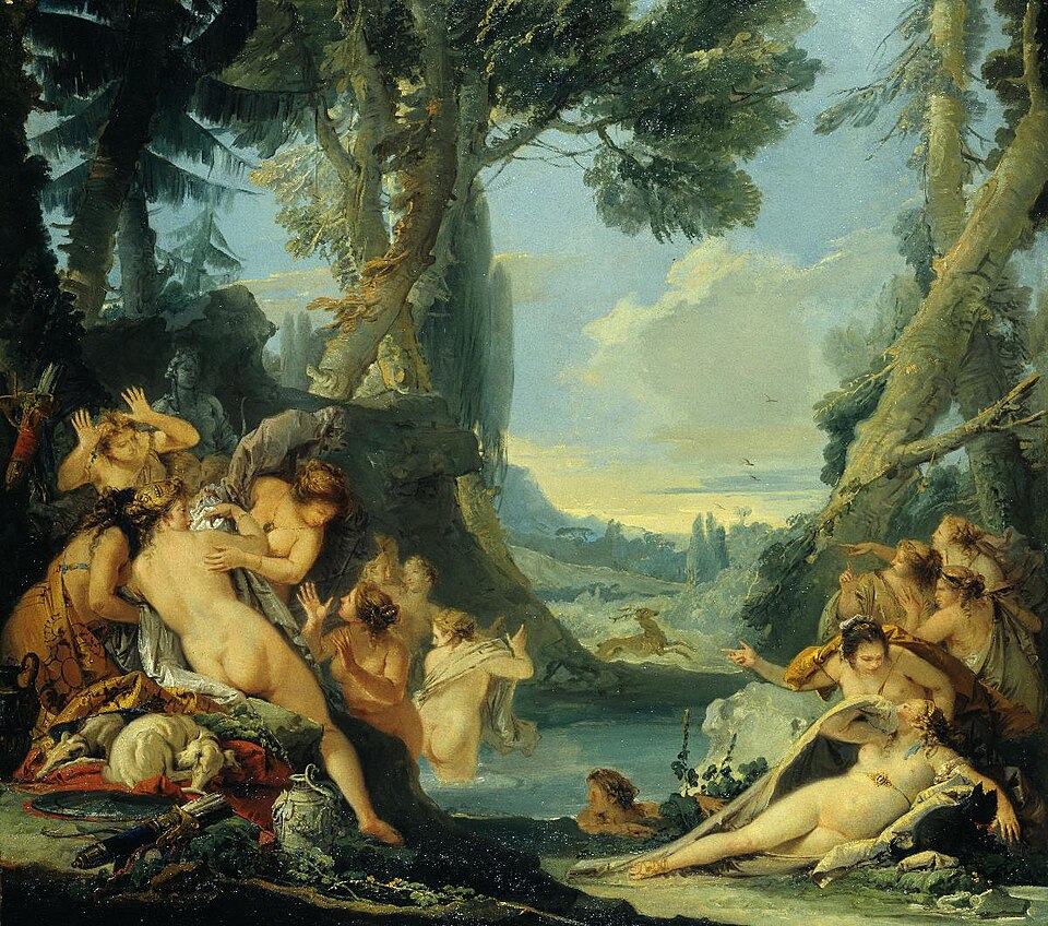 Diana and Actaeon, 1743/44, Giambattista Tiepolo, Diana e Atteone, Oil on canvas,79 x 90 cm, Given by the heirs of Emil Bührle to the Foundation E.G. Bührle Collection Zurich • 1960 Inv. 145., 《ディアナとアクタイオン》　1743 – 1744年　ジョヴァンニ・バッティスタ・ティエポロ　ビュールレ・コレクション蔵