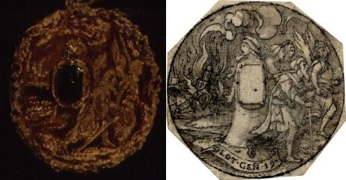 トレド美術館所蔵の肖像画(部分)と、大英博物館所蔵のホルバインのドローイング