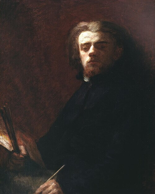 Self-Portrait with a Palette, Henri Fantin-Latour, 1861, Autoportrait assis, palette à la main, Oil on canvas, 81 x 65 cm, Given by the heirs of Emil Bührle to the Foundation E.G. Bührle Collection Zurich • 1960 Inv. 44., 《自画像》　1861年　アンリ・ファンタン＝ラトゥール　ビュールレ・コレクション蔵