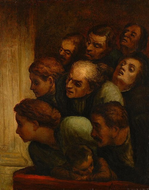 The Free Performance, Honoré Daumier, 1843/45, Oil on canvas, 55.5 x 44.5 cm, Given by the heirs of Emil Bührle to the Foundation E.G. Bührle Collection Zurich • 1960 Inv. 27, 《ただ芝居》　1843 - 1845年　オノレ・ドーミエ　ビュールレ・コレクション蔵