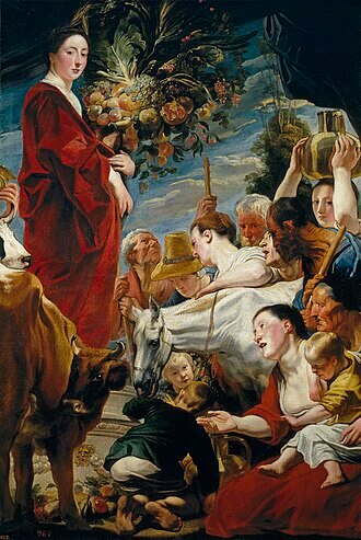 Ofrenda a Ceres, , Jacques Jordaens, Hacia 1620. Óleo sobre lienzo, 165 x 112 cm, Número de catálogo P001547, Museo Nacional del Prado, 《ケレスへの奉献》 1620年頃 ヤーコブ・ヨルダーンス プラド美術館蔵