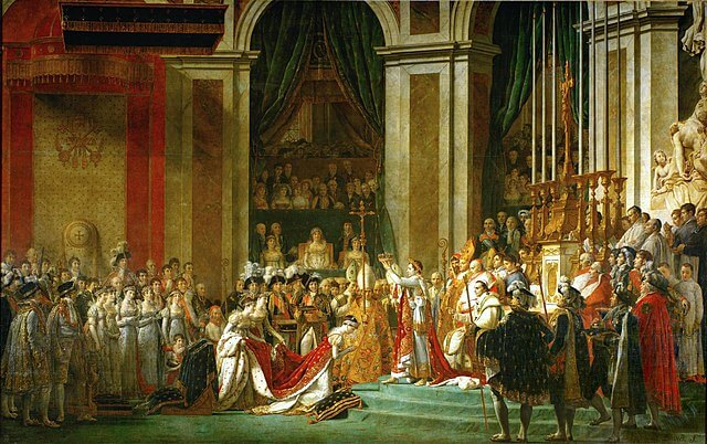 『ナポレオン一世の戴冠式と皇妃ジョゼフィーヌの戴冠』　1805年－1807年　J.L.ダヴィッド　ルーヴル美術館蔵