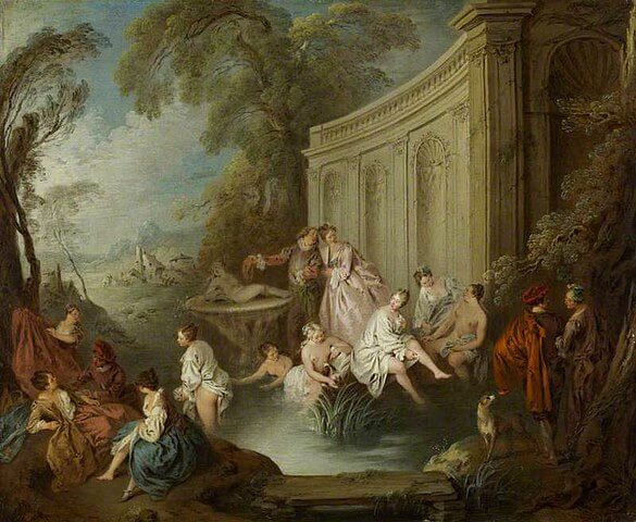 『水浴する貴婦人たち』　1721年頃　ジャン=バティスト・パテル　スコットランド国立美術館蔵