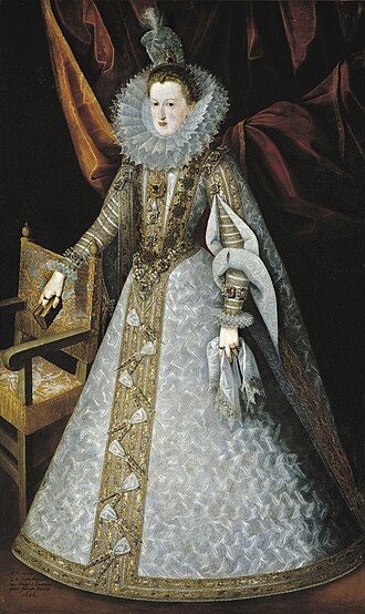 La reina Margarita de Austria, 1606, Juan Pantoja de la Cruz, Óleo sobre lienzo, 207 x 122 cm, Número de catálogo P002563, Museo Nacional del Prado, マルガレーテ・フォン・エスターライヒ 1606年 フアン・パントーハ・デ・ラ・クルス プラド美術館蔵