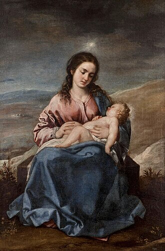La Virgen con el Niño, Alonso Cano, 1645 - 1652. Óleo sobre lienzo, 162 x 107 cm, Número de catálogo P000627, Museo Nacional del Prado, 《聖母子》 1645 - 1652年 アロンソ・カーノ プラド美術館蔵