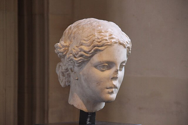 アフロディテ頭部　ローマ帝国時代（プラクシテレスのオリジナルは紀元前360年頃）　ルーヴル美術館蔵