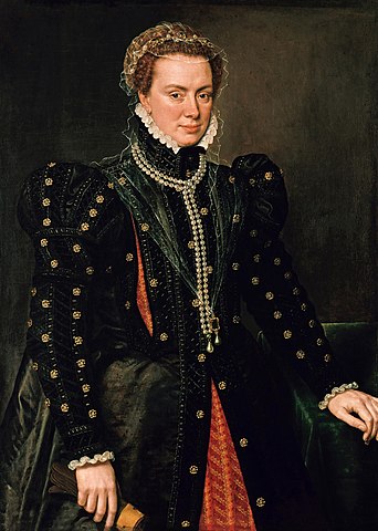 パルマ公妃マルゲリータ・ダウストリア（ Margherita d'Austria, 1522年7月5日－1586年1月18日）　1562年　アントニス・モル　ベルリン、絵画館蔵
