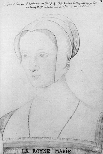 メアリー・テューダー（マリー・ダングルテール）（1496年3月18日－1533年6月25日）　1514－1515年頃　アシュモレアン博物館蔵