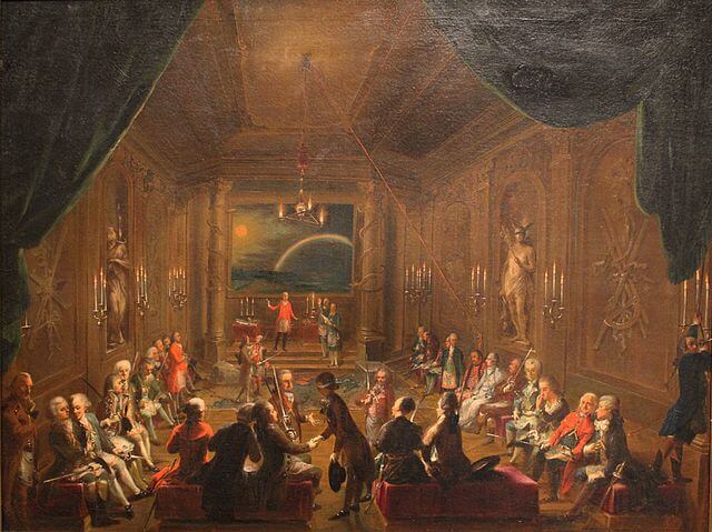 Initiation ceremony in Viennese Masonic Lodge, during reign of Joseph II　1789年