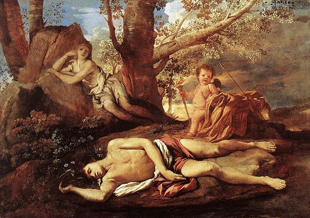 『エコーとナルキッソス』（ Echo et Narcisse ）　1628年－1630年　二コラ・プッサン　ルーブル美術館蔵