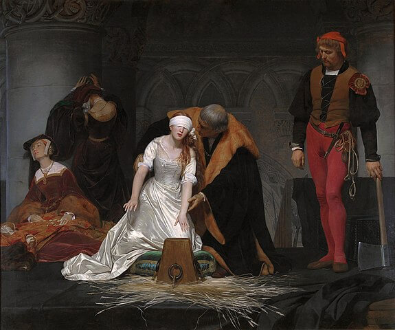 『レディ・ジェーン・グレイの処刑』　1833年　ポール・ドラローシュ　ナショナル・ギャラリー蔵