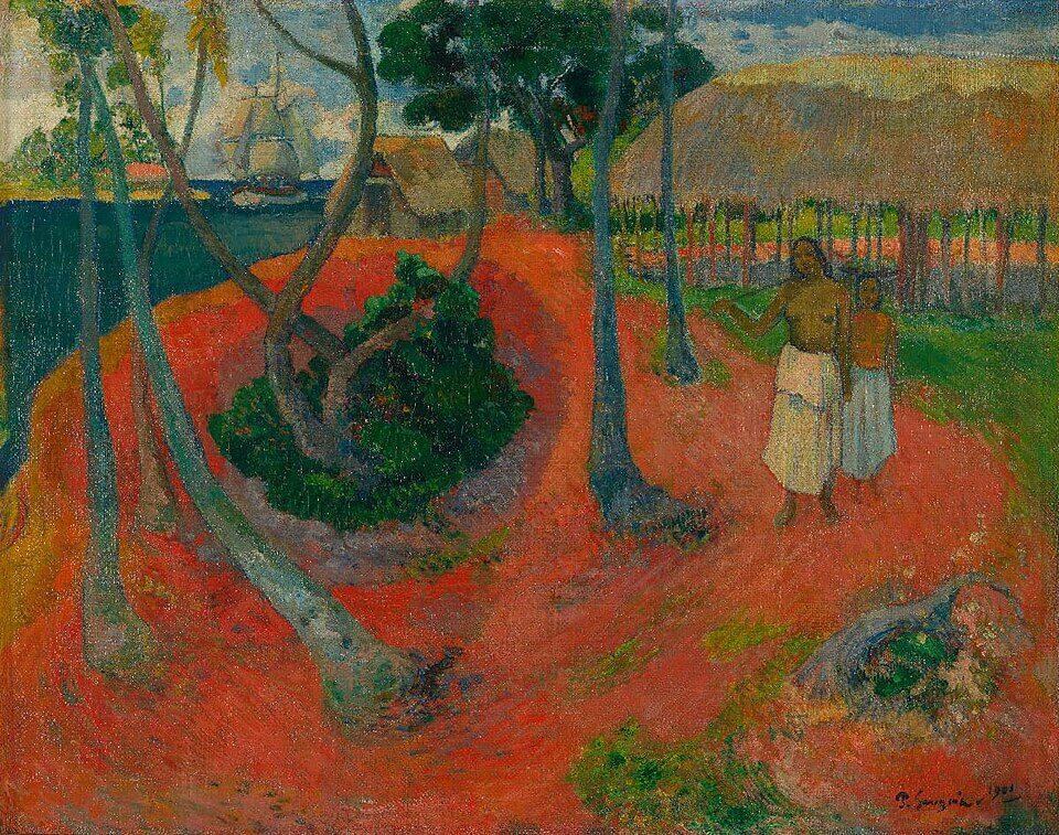 Idyll in Tahiti, Paul Gauguin, 1901, Idylle à Tahiti, Oil on canvas, 74.5 x 94.5 cm, Given by the heirs of Emil Bührle to the Foundation E.G. Bührle Collection Zurich • 1960 Inv. 45, 《タヒチの牧歌》　1901年　ポール・ゴーギャン　ビュールレ・コレクション蔵