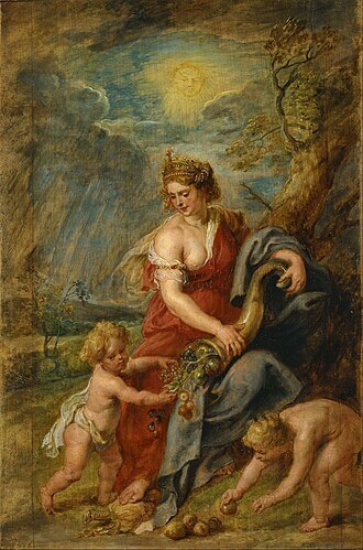 Abundance (Abundantia), Peter Paul Rubens, the National Museum of Western Art, Tokyo, 『アバンダンス（アバンダンティア）』 / 『豊穣』　1630年頃　ピーテル・パウル・ルーベンス　油彩、板絵　高さ: 637 mm；幅: 458 mm　コレクション番号 P.1978-0004　国立西洋美術館蔵