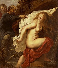 Susanna and the Elders, Rubens, Peter Paul (Pietro Pauolo) (1577-1640), not later than 1611, oil on panel, Painting, 123x108 cm, Museum number: ГЭ-7080, Entered the Hermitage in 1932; handed over by the Antikvariat All-Union Association, the Hermitage,『スザンナと長老たち』　1611年頃　ピーテル・パウル・ルーベンス　エルミタージュ美術館蔵