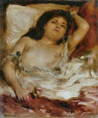 Femme demi-nue couchée : la rose　29,5 × 25,0 ㎝　1872年頃　ピエール＝オーギュスト・ルノワール　 オルセー美術館蔵
