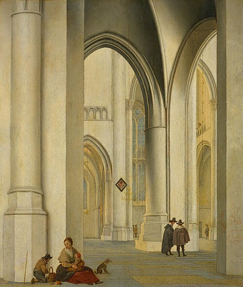 Interior of St. Bavo in Haarlem, 1636, Pieter Jansz Saenredam, Oil on wood, 43 x 37 cm, Given by the heirs of Emil Bührle to the Foundation E.G. Bührle Collection Zurich • 1960 Inv. 164., 《シント・バーフォ教会の内部, ハールレム》　1636年　ピーテル・ヤンス・サーンレダム　ビュールレ・コレクション蔵