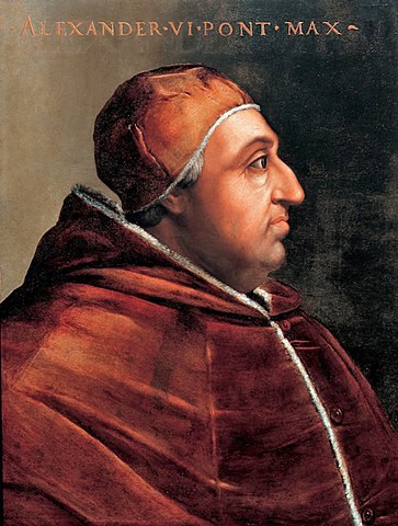 アレクサンデル6世（1431年1月1日－1503年8月18日）　クリストファノ・デル・アルティッシモ画　ウフィツィ美術館蔵