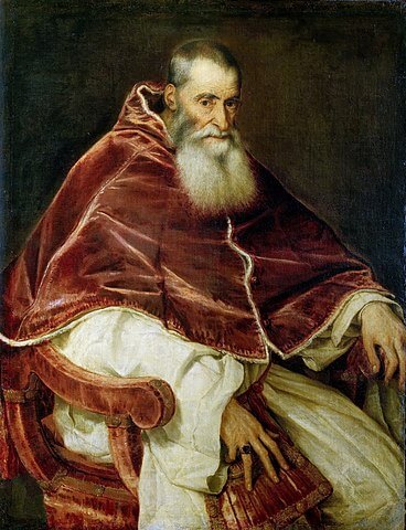 教皇パウルス3世　1543年　ティツィアーノ・ヴェッチェリオ　カポディモンテ美術館蔵