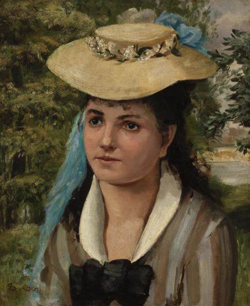 Lise in a Straw Hat ( Jeune fille au chapeau de paille )　47 × 38.4 cm　1866年　ピエール＝オーギュスト・ルノワール　バーンズ・コレクション蔵
