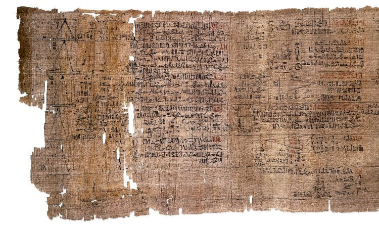 古代エジプトの数学文書・リンド数学パピルス「Rhind Mathematical Papyrus」　紀元前1650年前後　大英博物館蔵