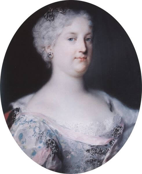 エリーザベト・クリスティーネ・フォン・ブラウンシュヴァイク＝ヴォルフェンビュッテル（1691年－1750年）の肖像　パステル画　1730年　ロザルバ・カッリエーラ　ミュンヘン・レジデンツ蔵