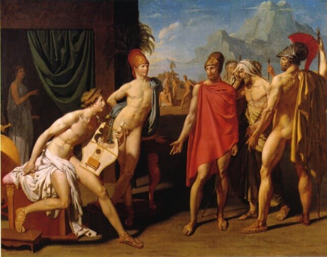 『アキレウスのもとにやってきたアガメムノンの使者たち』　1801年　ドミニク・アングル　エコール・デ・ボザール蔵