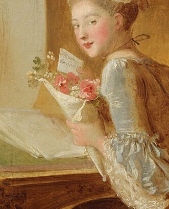 『ラヴ・レター（『恋文』）』（The Love Letter）　83.2 x 67 cm　1770年代　ジャン・オノレ・フラゴナール　メトロポリタン美術館蔵