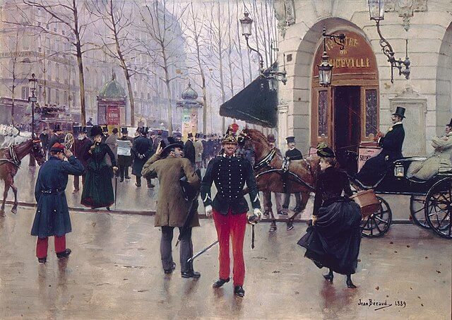 Le boulevard des Capucines et le théâtre du Vaudeville　1889年　ジャン・ベロー　個人蔵