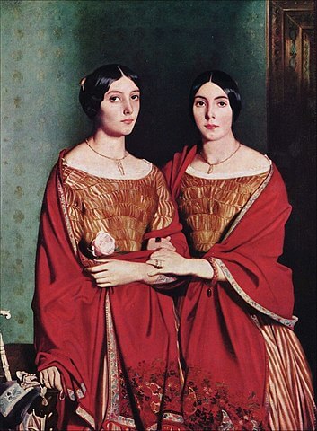 『画家の姉妹アデルとアリーヌ・シャセリオー』　180 cm ×135 cm　1843年　テオドール・シャセリオー　ルーヴル美術館蔵