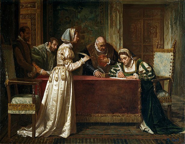 『貴婦人の和約』　1871年　フランシスコ・ホベール・イー・カサノヴァ 　プラド美術館蔵