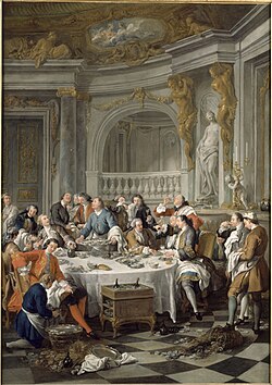 『牡蠣の昼食』( Le Déjeuner d’huîtres ) 1735年 ジャン=フランソワ・ド・トロワ コンデ美術館蔵