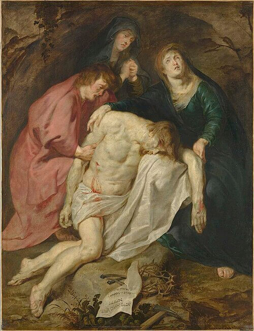 The Lamentation of Christ, um 1620 / Die Beweinung Christi, um 1620, Peter Paul Rubens (Umkreis) (1577-1640), Leinwand, 203,5 x 156,5 cm, Flämische Malerei, Inventarnummer 404, Bayerische Staatsgemäldesammlungen – Alte Pinakothek München, 『キリストの哀悼』　1620年頃　Peter Paul Rubens (Umkreis)　アルテ・ピナコテーク蔵