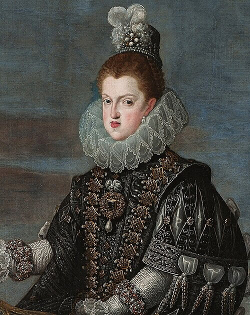 La reina Margarita de Austria, a caballo, Diego Rodríguez de Silva y Velázquez y otros, Hacia 1635. Óleo sobre lienzo, 297 x 212 cm, Número de catálogo P001177, Serie retratos ecuestres, Salón de Reinos, Palacio del Buen Retiro, Museo del Prado, マルガレーテ・フォン・エスターライヒ （Margarete von Österreich, 1584年12月25日-1611年10月3日）　1635年　ディエゴ・ベラスケス　プラド美術館蔵