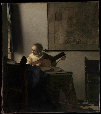 『リュートを調弦する女』　1664年頃　ヨハネス・フェルメール　メトロポリタン美術館蔵