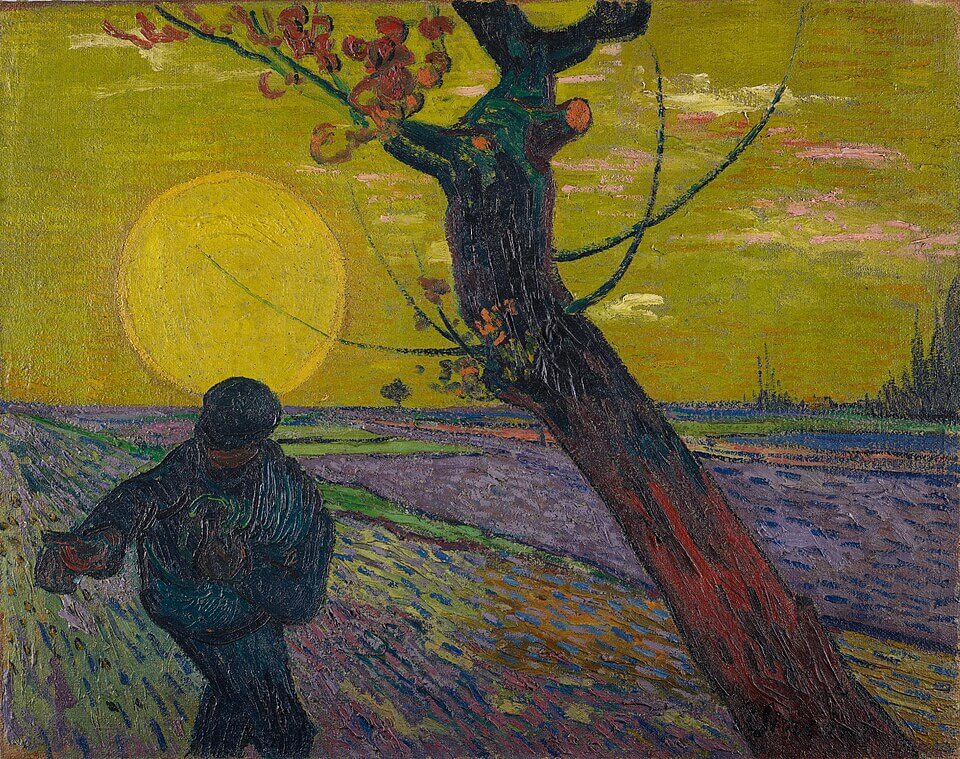 The Sower, Vincent van Gogh, 1888, Le Semeur au soleil couchant, Oil on canvas, 73 x 92 cm, Given by the heirs of Emil Bührle to the Foundation E.G. Bührle Collection Zurich • 1960 Inv. 49., 《種まく人》　1888年　フィンセント・ファン・ゴッホ　ビュールレ・コレクション蔵