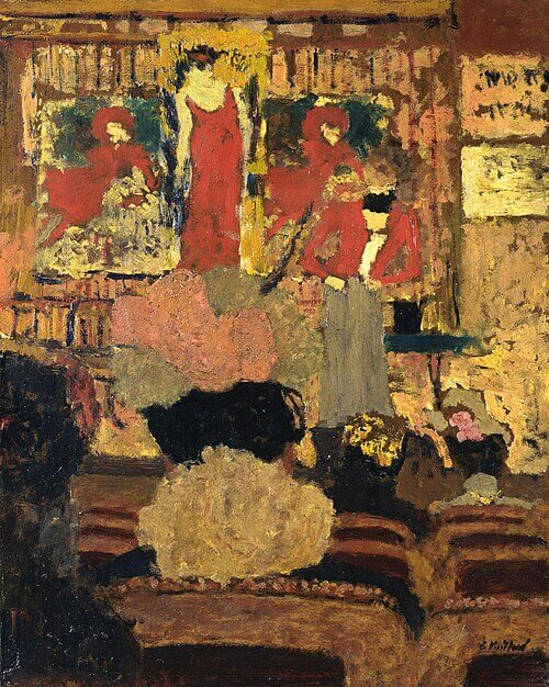 The Vaudeville Show Magician, Edouard Vuillard, ca. 1895, Le Numéro d'illusionniste, Oil on cardboard, on wood, 49 x 39 cm, Given by the heirs of Emil Bührle to the Foundation E.G. Bührle Collection Zurich • 1960 Inv. 113., 《ヴォードヴィルのショー・マジシャン》　1895年頃　エドゥアール・ヴュイヤール　ビュールレ・コレクション